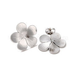 変色しない花の304ステンレススチールスタッドピアス（女性用）  ステンレス鋼色  17x18mm&nbsp;EJEW-L272-031P-01