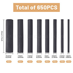 PEプラスチック絶縁熱収縮チューブ650本  ブラック  44x2mm&nbsp;FIND-WH0816-218