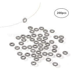 チベット風合金ビーズ  ドーナツ  アンティークシルバー  8x2mm  穴：3mm  200個/箱&nbsp;TIBEB-PH0004-55