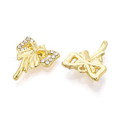 合金ラインストーンペンダント  ちょう結びのチャーム  ライトゴールド  19x16x4mm  穴：1.8mm&nbsp;FIND-N012-05KCG
