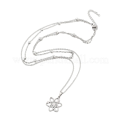 ステンレス鋼のペンダントネックレス  アズキチェーンネックレス  六角  17.20インチ（43.7cm）ペンダント：21x17mm&nbsp;NJEW-U003-01G-P