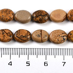 天然石ピクチャージャスパービーズ連売り  オーバル  10x8x4mm  穴：1mm  約40個/連  15.55''（39.5センチメートル）&nbsp;G-M420-D14-01