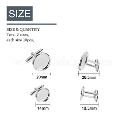 フラットラウンドい真鍮製のカフセッティング  アパレルアクセサリー用の空白のカフスボタンベゼルトレイ  銀  7.4x7.3x2.5cm&nbsp;KK-PH0001-14