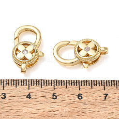 真鍮製マイクロパヴェクリアキュービックジルコニアロブスタークロークラスプ  花  18KGP本金メッキ  22x13x6mm  穴：2mm&nbsp;CU-CBA50B0-02G