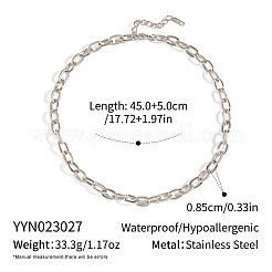 8.5mm 304ステンレススチールテクスチャアズキチェーンネックレス（女性・男性用）  変色しない  ステンレス鋼色  17.72インチ（45cm）&nbsp;LE0950
