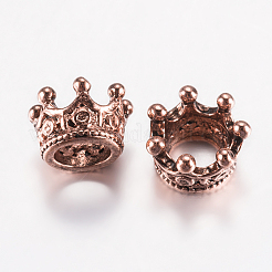 チベット風合金ビーズ  クラウン  アンティークローズゴールド  10.5x7mm  穴：6mm&nbsp;LS-PALLOY-F200-12ARG