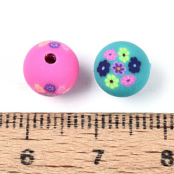 手作り樹脂粘土ビーズ  ラウンド  ミックスカラー  8mm  穴：1.6~2mm&nbsp;CLAY-Q253-06