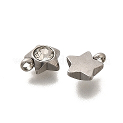 ステンレススチールチャーム201個  クリスタルラインストーン付き  スター  9.5x8x3mm  穴：1.5mm&nbsp;STAS-F311-06P-10