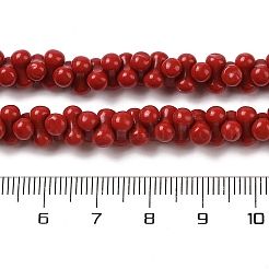 染色された合成サンゴビーズ連売り  骨の形状  ファイヤーブリック  8x4mm  穴：0.8mm  約136個/連  15.75''（40センチメートル）&nbsp;CORA-P010-04B