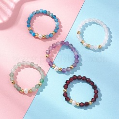 女性用天然混合宝石とパールビーズの指輪  内径：17.8mm&nbsp;RJEW-JR00965