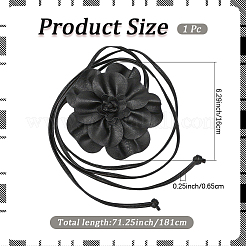 女性用フラワー PU レザー ラップ ウエスト ベルト  ブラック  1810mm&nbsp;AJEW-WH20816-058A