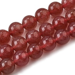 天然石ストロベリークォーツビーズ連売り  ラウンド  8mm  穴：1mm  約47個/連  14.96インチ（38cm）&nbsp;G-L621-B09-8mm