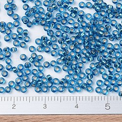 MIYUKIラウンドロカイユビーズ  日本製シードビーズ  11/0  （rr25)シルバーライニングカプリブルー  2x1.3mm  穴：0.8mm  約50000個/ポンド&nbsp;SEED-G007-RR0025
