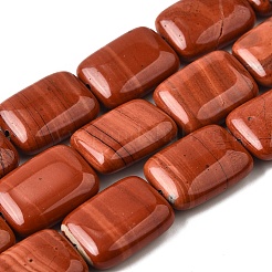 天然石レッドジャスパービーズ連売り  長方形  18x13x5.5mm  穴：1mm  約11個/連  7.68''~7.87''（19.5~20センチメートル）&nbsp;G-S386-A18
