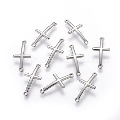 変色しにくい201ステンレススチールリンクコネクター  横クロス  ステンレス鋼色  30x14x2mm  穴：1.8mm&nbsp;STAS-L217-04P
