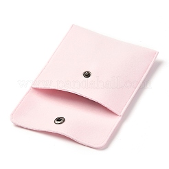 スクエアベルベットジュエリーバッグ  スナップファスナー付き  ピンク  10x10x1cm&nbsp;LS-TP-B001-01B-03