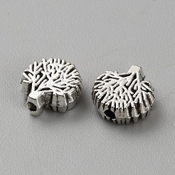 30 個のチベットスタイル亜鉛合金ビーズ  命の木  アンティークシルバー  7.5x7.5x3mm  穴：1.4mm&nbsp;FIND-WH0291-29AS