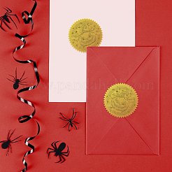 プラスチック製の粘着式金箔エンボスステッカー  メダル装飾ステッカー  カボチャ  5x5cm  4pcs /シート&nbsp;DIY-WH0211-121