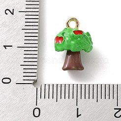 合金エナメルチャーム  リンゴの木のチャーム  ゴールドカラー  グリーン  13x10x10mm  穴：1.6mm&nbsp;LS-AL-CBA02ED-03G-A