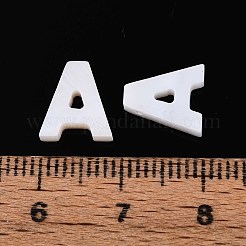 天然淡水貝殻文字チャーム  ジュエリー作りのために  乳白色  文字a  10x9x2.5mm  穴：0.8mm&nbsp;BSHE-ZX007-02A