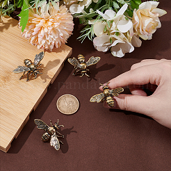 真鍮製の蜂の置物 ディスプレイ装飾  家の装飾  アンティークブロンズ  30x40.5x30mm&nbsp;DJEW-WH0015-153