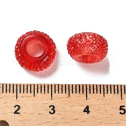 透明樹脂ヨーロッパビーズ  大穴ビーズ  テクスチャーロンデル  レッド  12x6.5mm  穴：5mm&nbsp;RESI-B020-03B