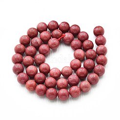 天然石クォーツビーズ連売り  染め  ラウンド  模造スポンジサンゴ  ライトコーラル  8~8.5mm  穴：0.9~1mm  約45~47個/連  14.96~15.35インチ（38~39cm）&nbsp;G-N355-8mm-68