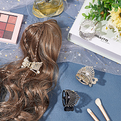4個4スタイルの素敵なパールラインストーン爪ヘアクリップ  女の子と女性のための高いポニーテールのヘアクリップ  ミックスカラー  45~48x32x46.5~47mm  1個/スタイル&nbsp;PHAR-CP0001-05