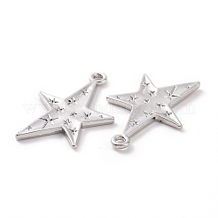 ラックメッキ合金ペンダント  カドミウムフリー＆鉛フリー＆ニッケルフリー  星のチャーム  銀  28x19x1.5mm  穴：1.8mm&nbsp;LS-FIND-I037-30S