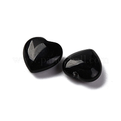 ガラスビーズ  片穴  ハート  ブラック  12x12x5mm  穴：1.2mm&nbsp;GLAA-Z008-01