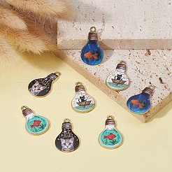 8本4スタイルアロイエナメルペンダント  ライトゴールド  電球  ミックスカラー  25x15x1.5~1.8mm  穴：1.6~1.8mm  2個/スタイル&nbsp;ENAM-YW0003-06