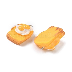 不透明樹脂ペンダント  模造食品  プラチナアイアンループ付き  トースト  30x24x14mm  穴：2mm&nbsp;FIND-Z092-02P-07