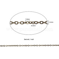 真鍮被覆鉄アズキチェーン  溶接されていない  スプールで  アンティークブロンズ  1.4x1.5x0.2mm&nbsp;CH-CJ0001-02AB