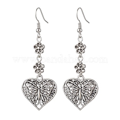 女性用チベットスタイル合金ダングルイヤリング  混合形状  アンティークシルバー  54.5~63x13.5~22mm&nbsp;EJEW-JE05697