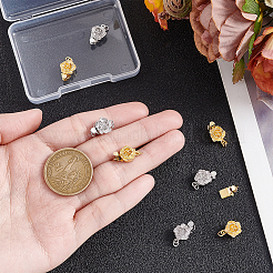 8個 2色フラワー真鍮ボックス留め金  1連  1穴  花  丸カン付き  ミックスカラー  2mm  穴：14x9.5x6.5mm  2個/カラー&nbsp;KK-AR0004-84