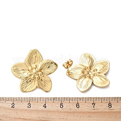 女性用304ステンレススチールスタッドピアス  イオンプレーティング（ip）  花  18KGP本金メッキ  28.5x30mm&nbsp;EJEW-U047-28G