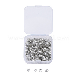 マルチペタル鉄ビーズキャップ  花  プラチナ  6x1mm  穴：1mm  500個/箱&nbsp;IFIN-YW0001-12P