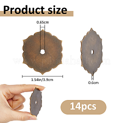 真鍮ハンドルワッシャー6個  花  家具ハードウェアアクセサリー  アンティークブロンズ  60x52x1mm&nbsp;KK-FH0008-33AB