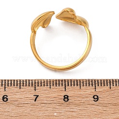 回転リング  女性用304ステンレススチールカフリング  ハート  18KGP本金メッキ  内径：18mm&nbsp;RJEW-B116-05G