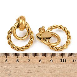 304ステンレススチールツイストリングダングルスタッドピアス  ゴールドカラー  31.5x24.5mm&nbsp;EJEW-K268-22G