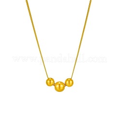 201 ステンレススチール 3 ラウンド グラデーション ビーズ ペンダント ネックレス  ゴールドカラー  17.72インチ（45cm）&nbsp;FS-WGD22DA-02