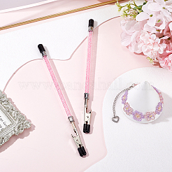鉄、PVC、アクリルのワニ口メモクリップ2個  ブレスレットヘルパー  ブレスレットアシスタントクリップ  ジュエリー留め具  ピンク  19.5x0.8~1.1cm&nbsp;FIND-SC0011-26A