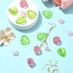 DIY 花の葉のアクリルダングルイヤリングジュエリー作成キット  ミックスカラー  2~40x1.5~20.5x0.3~16.5mm  穴：1.8~2.5mm&nbsp;DIY-YW0010-07