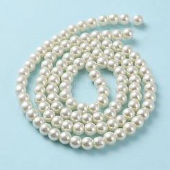 ガラスパールビーズ連売り  パールカラーの  ラウンド  乳白色  8mm  穴：1mm  約100個/連  32インチ&nbsp;HY-8D-B02