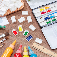 100個のプラスチック製の空の水彩絵の具パン  ペイントケースアートパレット用品用  ホワイト  29.5x18.5x9.6mm  内径：26.5x16mm  容量：3.2ミリリットル&nbsp;AJEW-PH0006-26B
