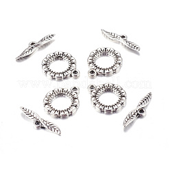 チベット風マンテル  フラットリング  鉛フリー及びカドミウムフリー  アンティークシルバー  24x17x2mm  穴：2mm&nbsp;LF11359Y