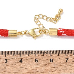 ポリエステル芯巻き丸紐ネックレスの製作  真鍮のパーツと  ゴールドカラー  レッド  17.72x0.18インチ（45x0.45cm）&nbsp;KK-CBACFA2-03G-25