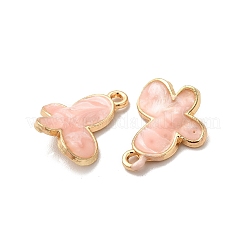 合金エナメル パンツ  鉛フリー＆カドミウムフリー  ライトゴールド  バタフライチャーム  ピンク  18x15x3mm  穴：1.6mm&nbsp;ENAM-K067-50KCG-04