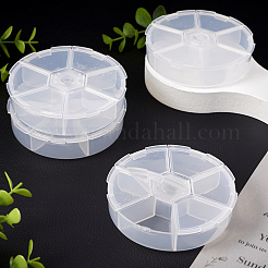 プラスチックビーズ容器4個  フリップトップビーズ収納  6コンパートメント  ラウンド  ホワイト  7.8x1.8cm  4個/袋&nbsp;CON-YS0001-04