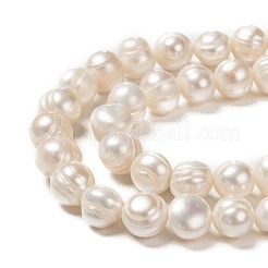 天然養殖淡水パールビーズ連売り  ポテト  乳白色  10~11mm  穴：0.8mm  約37個/連  13.77インチ〜14.17インチ&nbsp;X-PEAR-L001-G-14